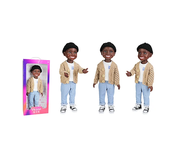 2021 New Design Children Kids Doll  Plastic 45CM Black Male Real African Ball Jointed Doll Wholesale