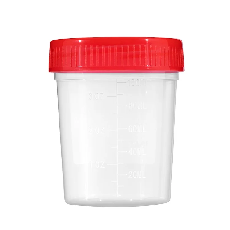 Одноразовый пластиковый контейнер для мочи 100 мл с винтовой крышкой-L