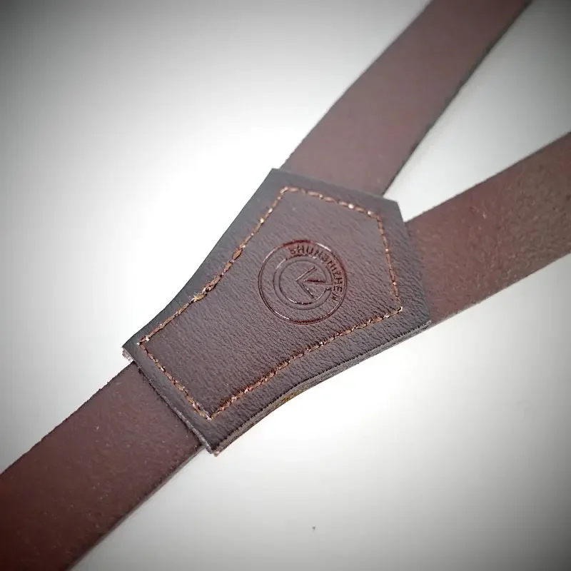 Design Retro Fashion Unisex 3 Clips Y Shape Adjustable Genuine Leather Suspenders for Men