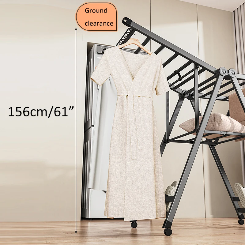 Aluminum Alloy Clothes Drying Rack With Shoe Rack High Stability Wing Type Drying Racks