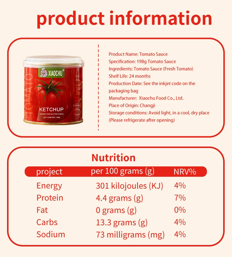 China food Double Concentrate No Additives Delicious Easy Open canned Tomato Paste in sauce Tomato Paste