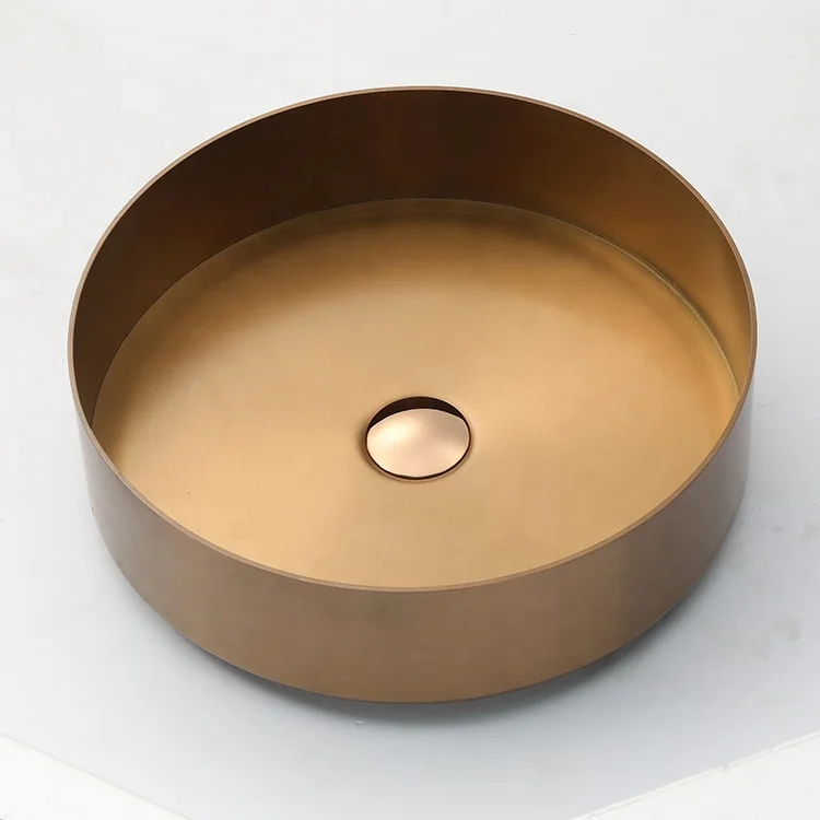 Luxury design 304 stainless steel round above counter bathroom sink for hotel