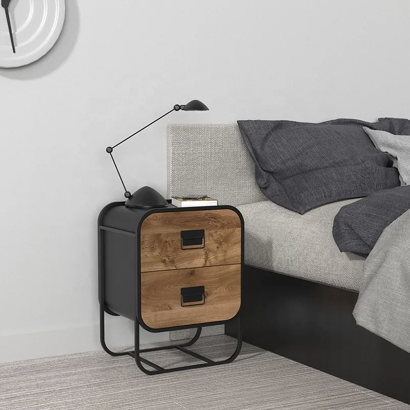 Новый дизайн, американская античная деревянная Металлическая Тумбочка для кровати, прикроватный столик для спальни с выдвижным ящиком