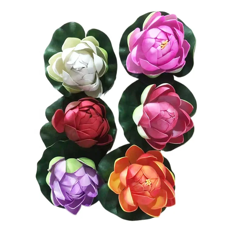 Lotus leaf foam artificial flower floating water lily fish tank decoration 9cm simulated lotus