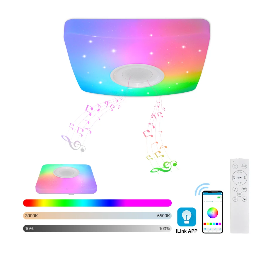 Speakers 18W 24W  Remote Control and APP Control Family Party Star RGB  Music LED Ceiling Light.