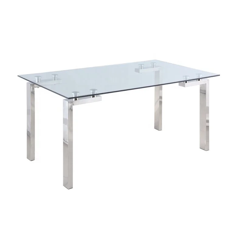Modern glass dining tables stainless steel dining table room furniture manufacture wholesale
