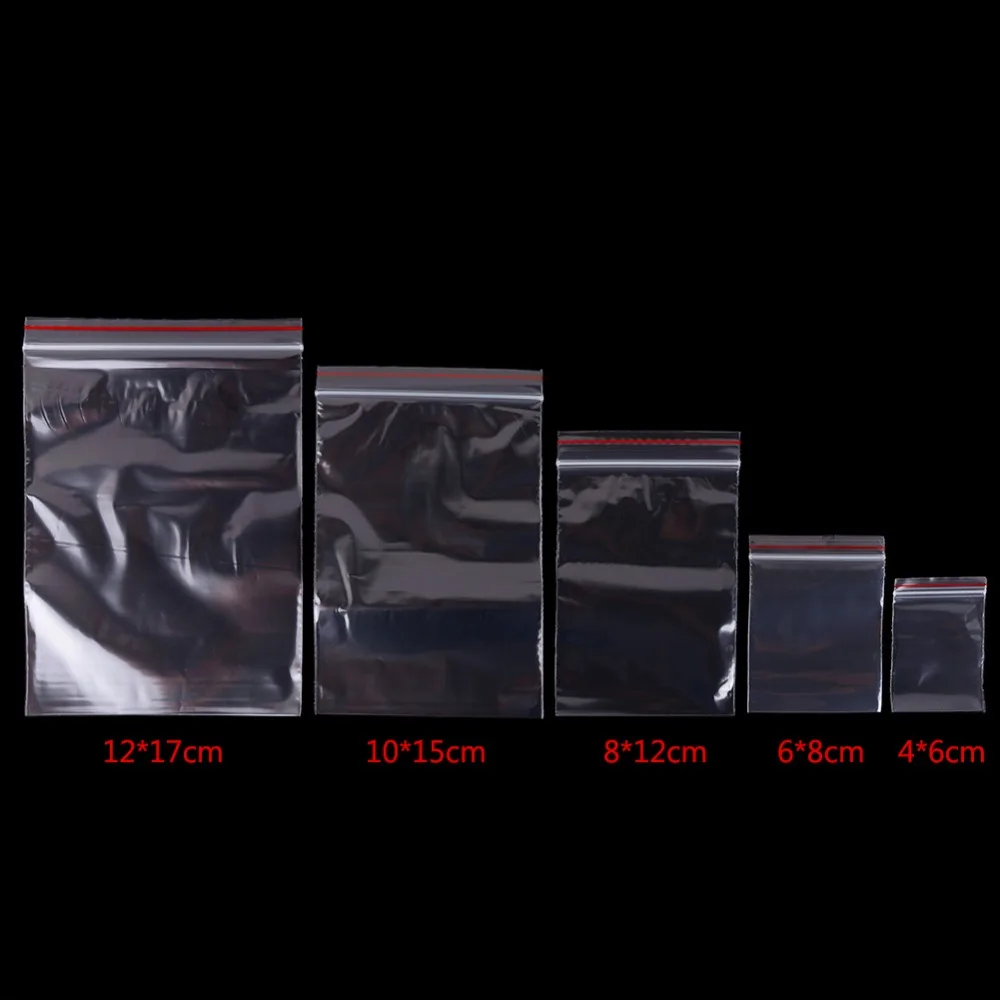 
Clear Grip Self Press Seal Zip Lock Plastic Bags with Red Side 