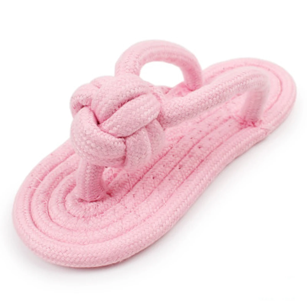 
Factory Wholesale Bite Resistant Candy Colored Cotton Rope Woven Slippers Pet Toy 