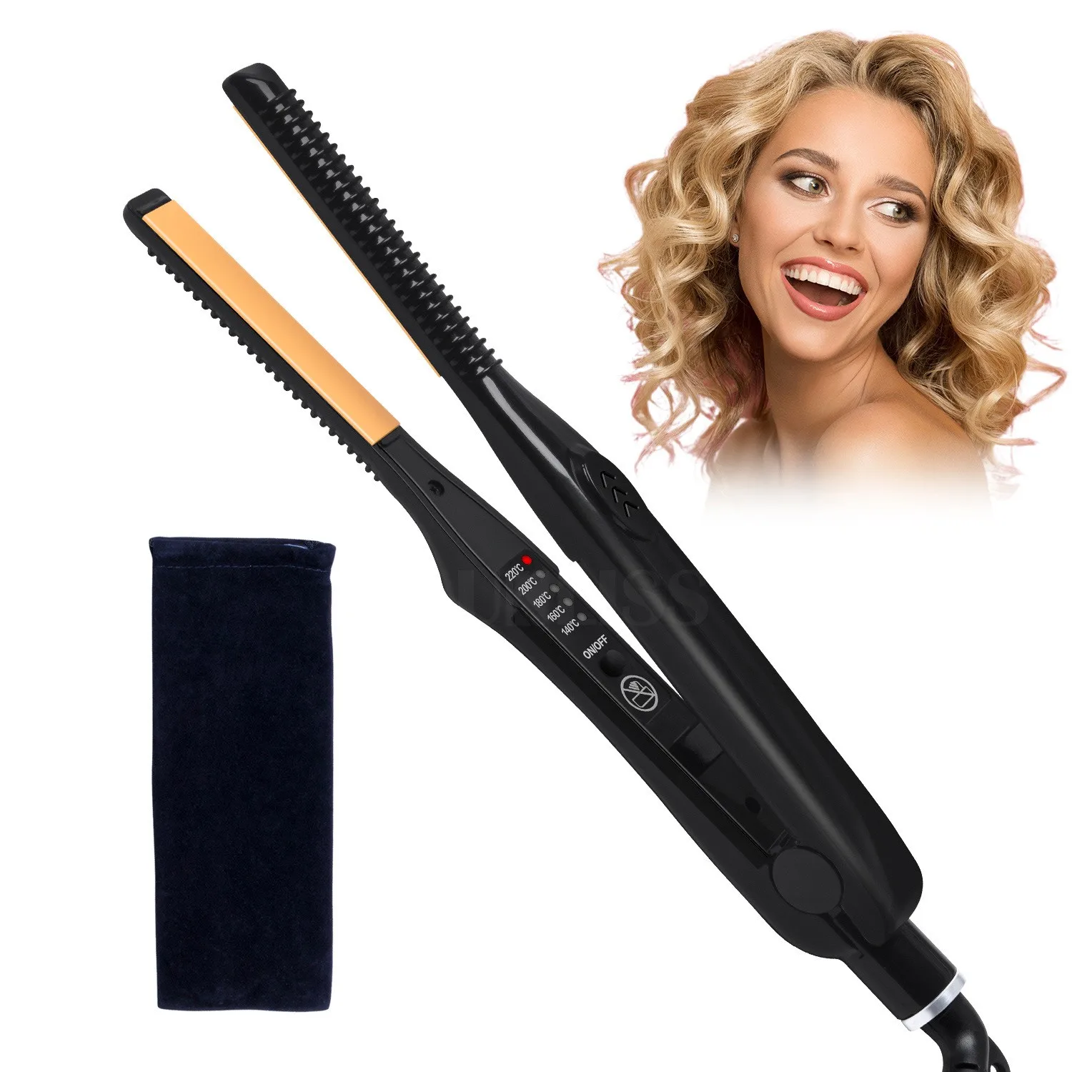 Professional Ceramic Heating Flat Iron For Thin Hair Short Hair Styling Adjustable Hair straightener