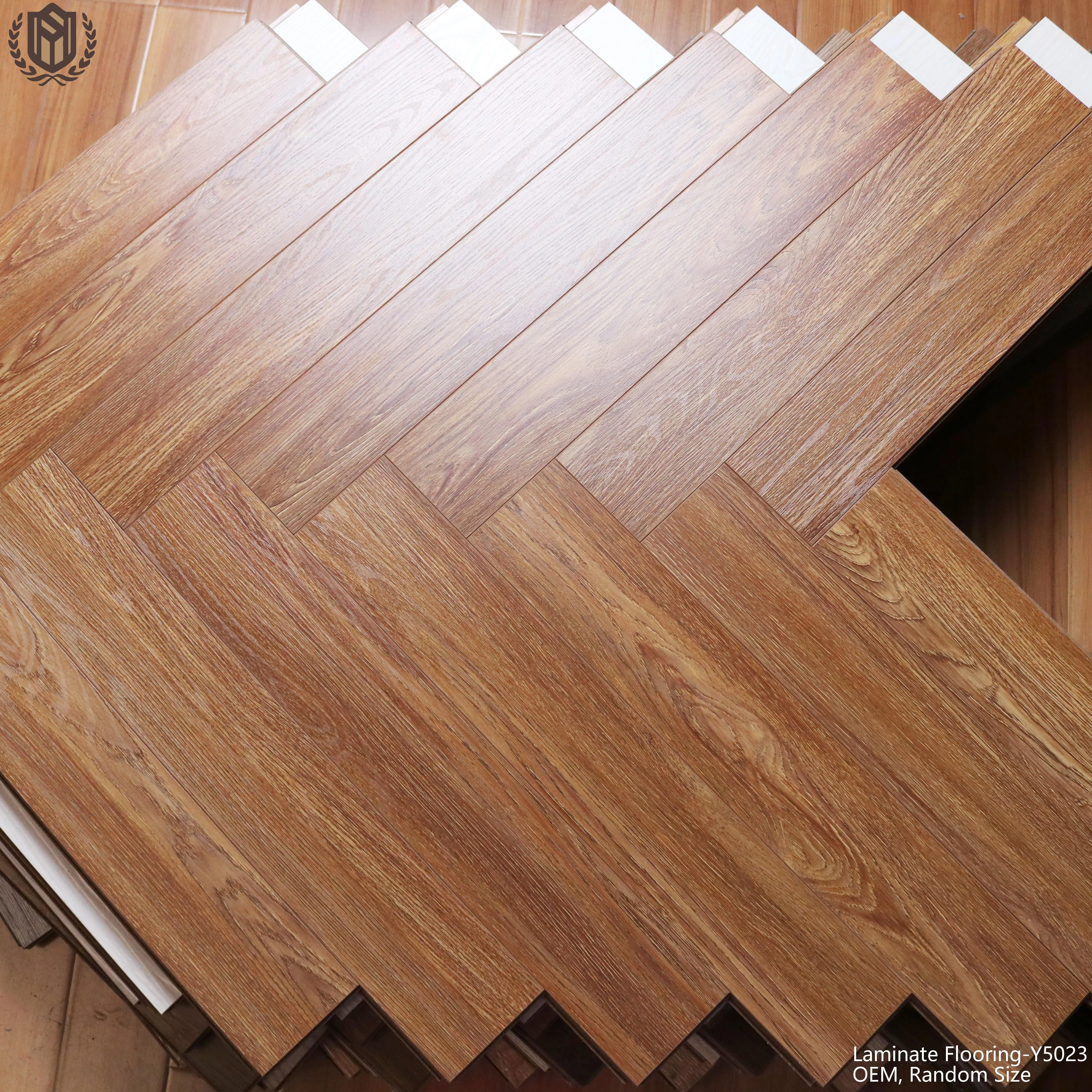 HDF Waterproof 12mm Flooring Sale Wood Technics Style Surface Graphic Modern Office Technical Wear Hotel Color Design Support