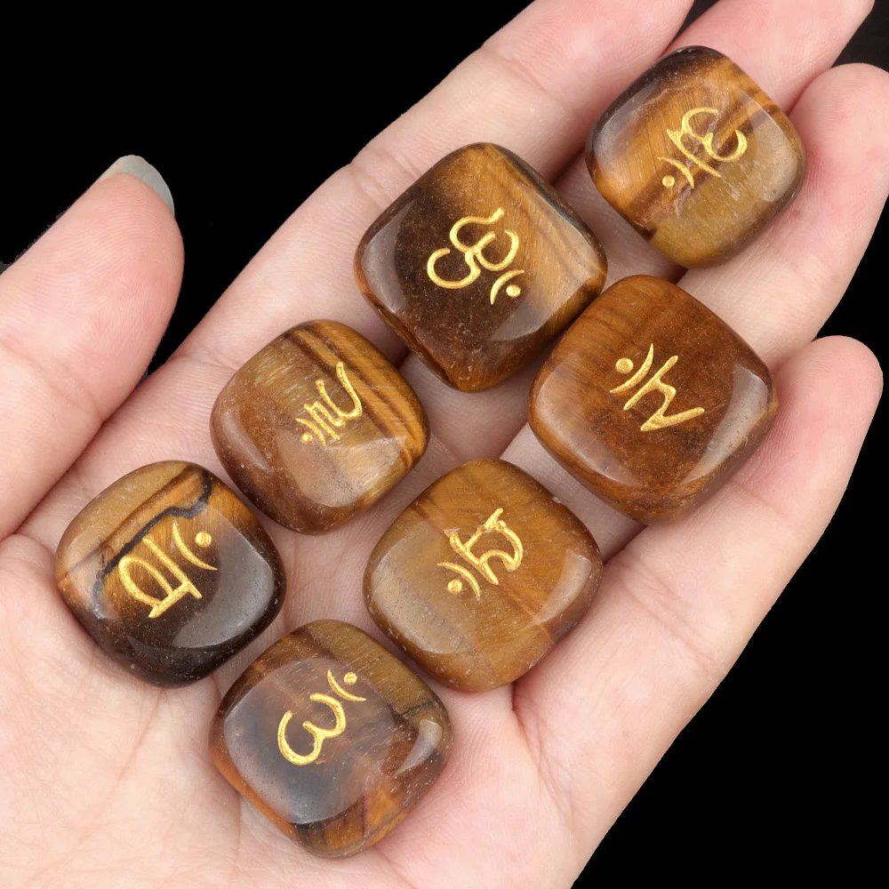 Wholesale Natural Amethyst Clear Crystal Engraved Rune Stones