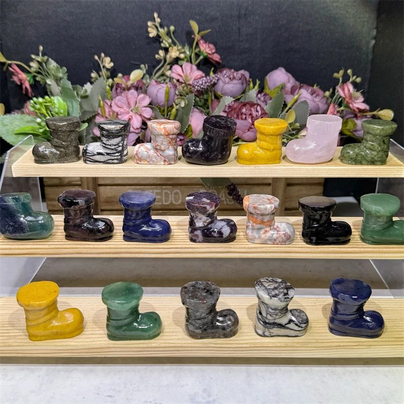 Kindfull Wholesale Natural Healing Stone Colorful Crystal Mix Materials Mini Boot for Gift