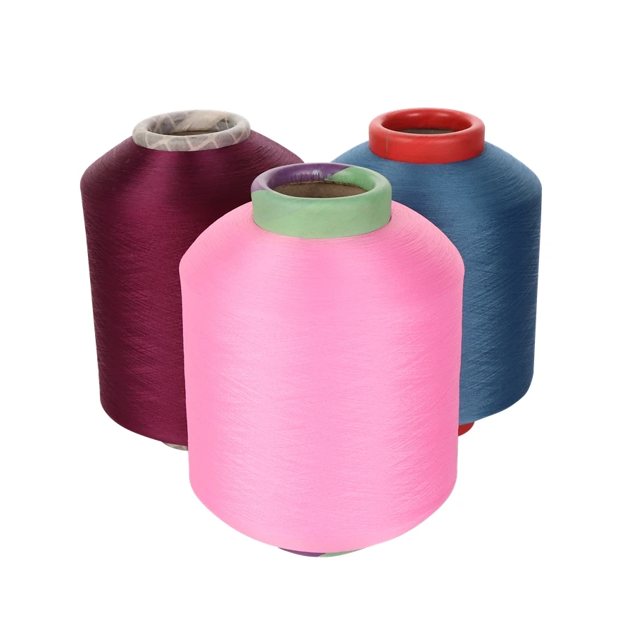 Оптовая продажа, полиэфирная пряжа для вязания, покрытая 3075 кружевом и спандексом