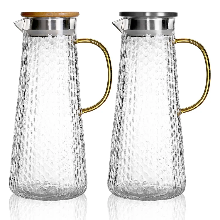 AIHPO3 Hot New 2023 Wholesale Borosilicate  Tall Glass Pitcher Ice Tes Carafe Cold Water Jug with Lid for Hot Cold Beverages