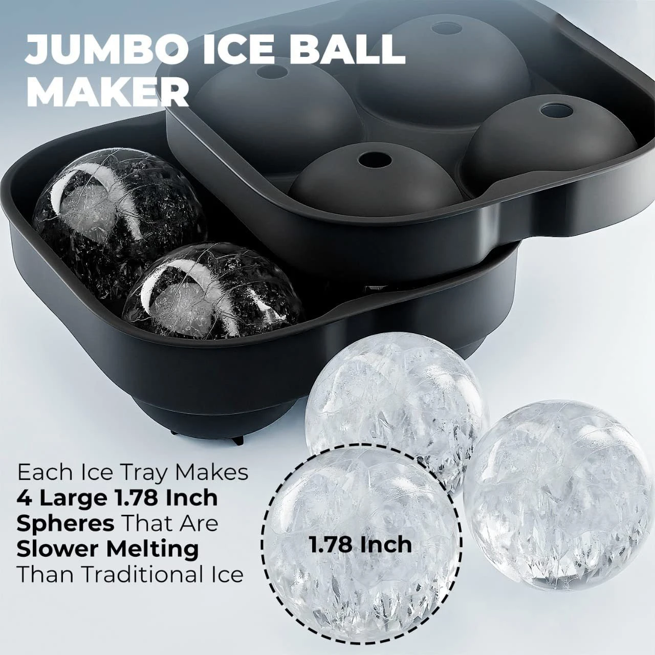 Wholesale Cusiom Bpa free food grade silicone Sphere Ice Cube Mold Non-stick Round Ice Cube Mold With Lid For Whiskey