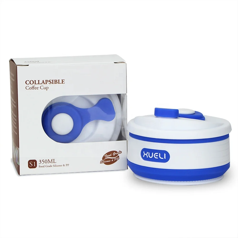 
Custom12oz Collapsible Folding Water Drinking Tumbler Silicone Foldable plastic coffee mug 