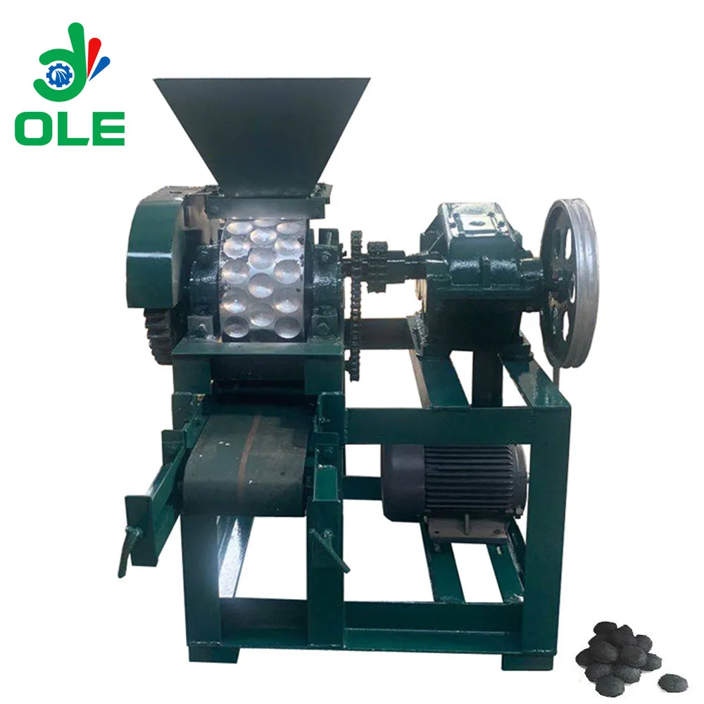 Energy Saving BBQ Charcoal Briquette Making Machine Two Roller Squeeze Coal Powder Charcoal Briquette Extruder Molding Machine