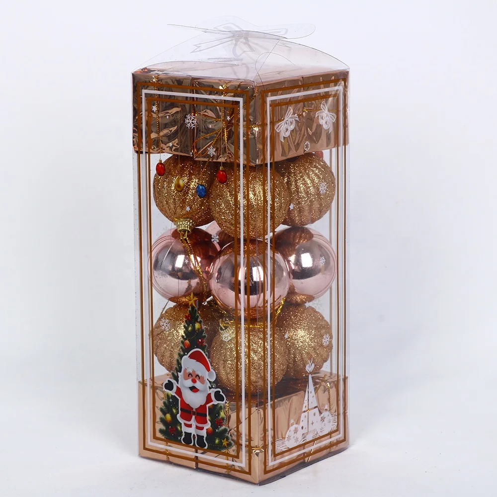 Christmas Ball Tree Ornaments Plastic Foam Glitter Christmas Ball Box Ornaments Ball Set