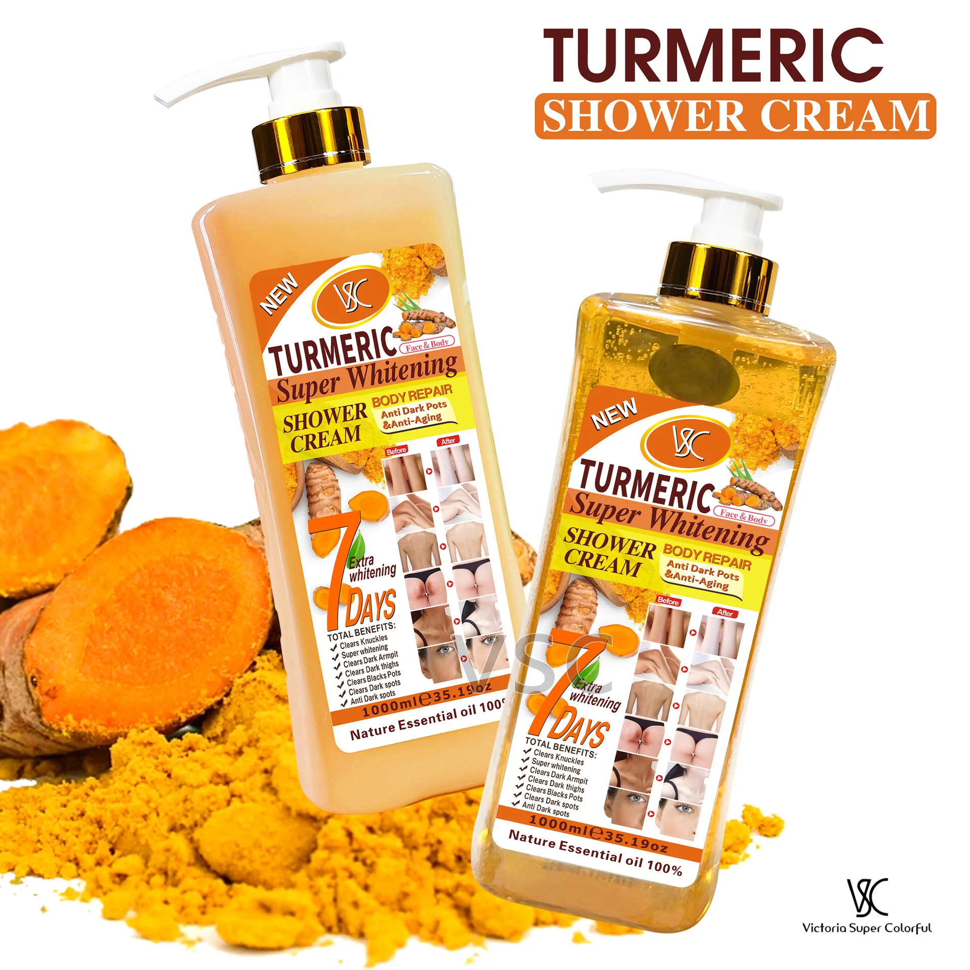 Whitening Shower Gel Turmeric Almond Vitamin C Carrot Refresh Skin Hydrating Body Wash Exfoliating Scrub Lightening Soap