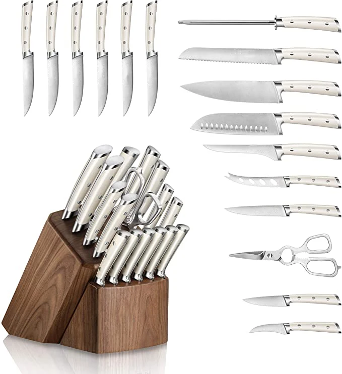 Best Price  Switzerland Stainless Steel with Ergonomic Handle Product 16 Pcs Kitchen Knife Set  With Wooden Block