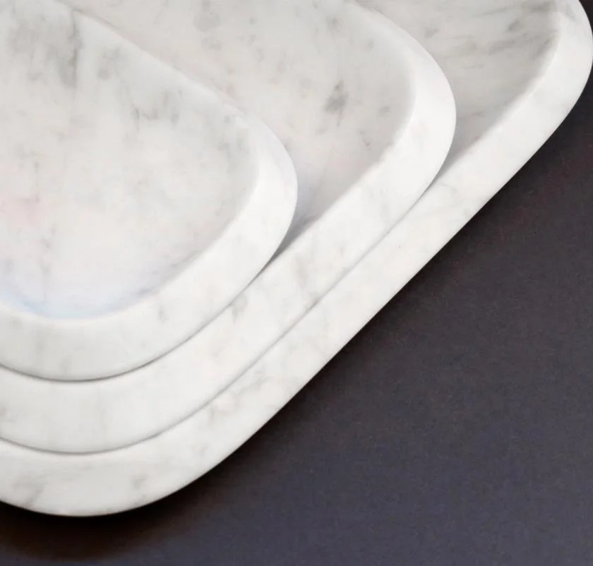 Rectangle Light Grey Natural Marble storage trays modern Minimalist ring jewelry watch display tray