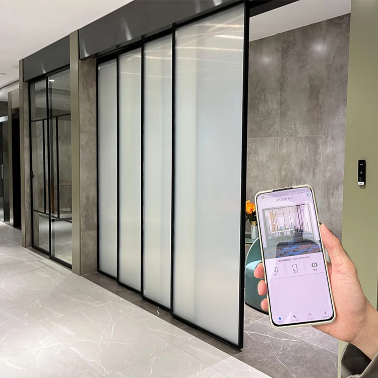 New Magnetic levitation automatic sliding door interior houses office phone app remote control smart glass automatic door sensor