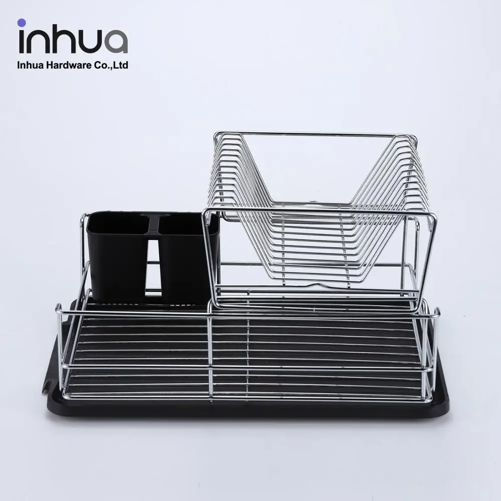 
Double-layer kitchen dish storage drain rack metal rack 