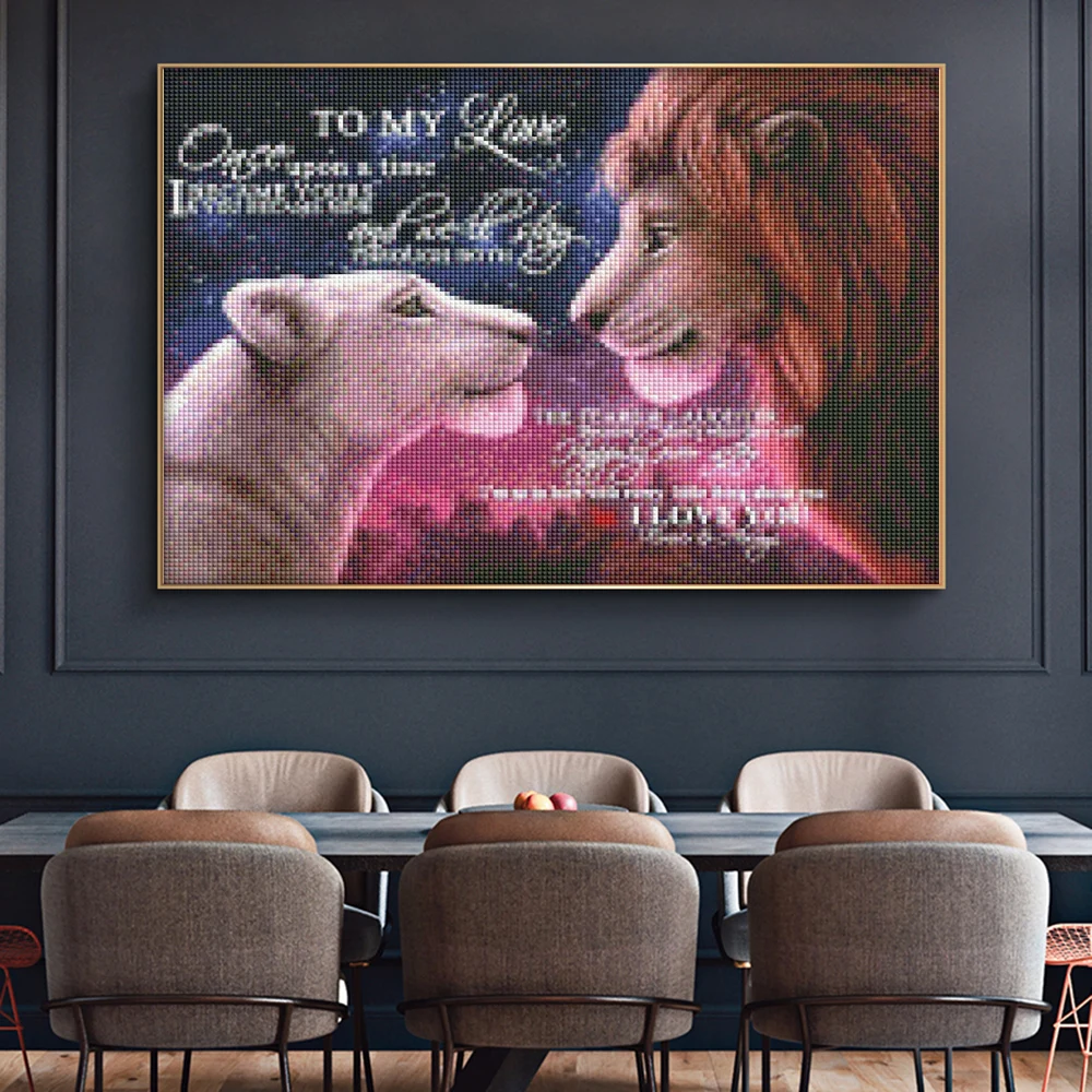 Diamond Painting Wholesale Square/Round Diamond Lion King To My Love 5D Diamond Painting Embroidered Mosaic Picture
