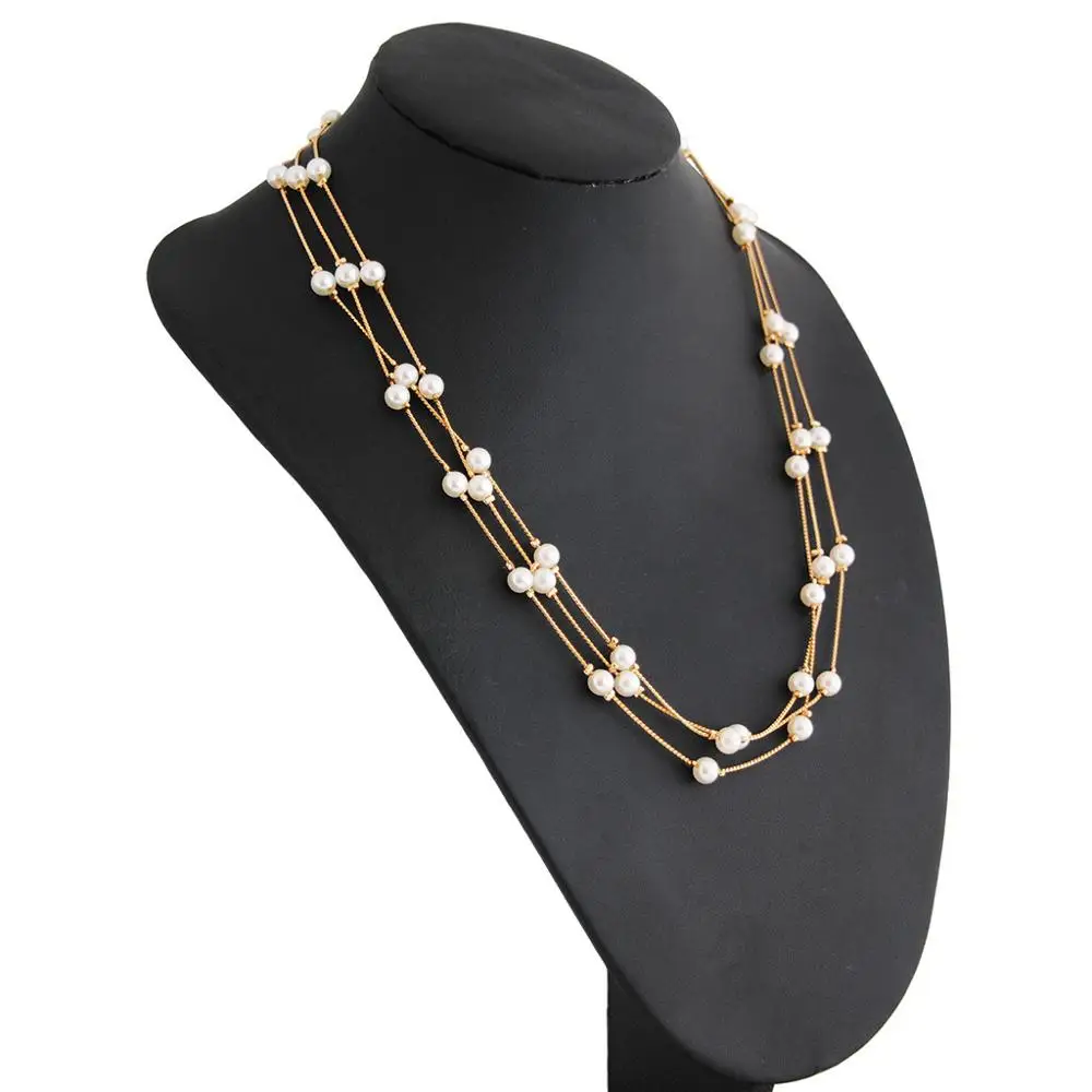 Long Double Layer Simulated Pearls LadIes Necklaces Clavicle Fashion Jewelry Sweater Chain Long Necklace For Women 2019 New