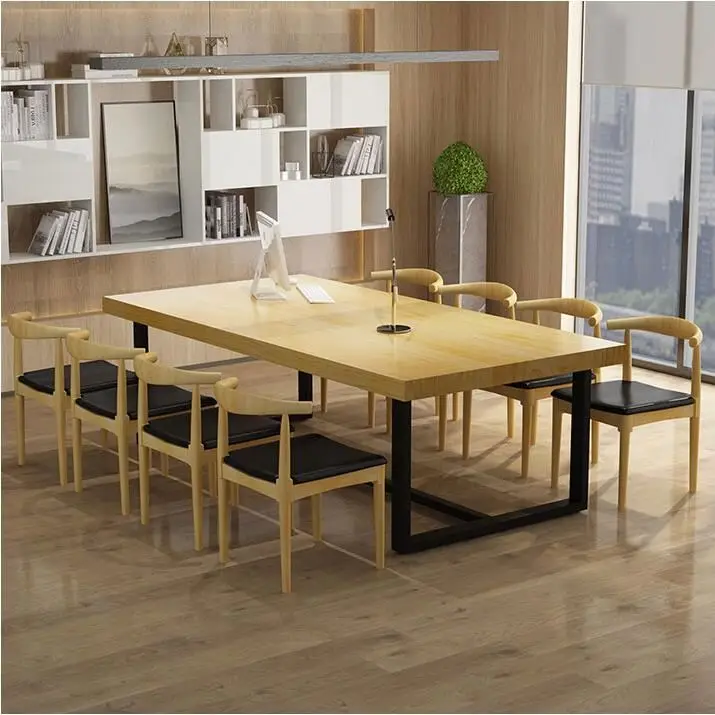 
Simple Solid Wood Conference Room Long Table Large Size Multi Person Negotiation Table 