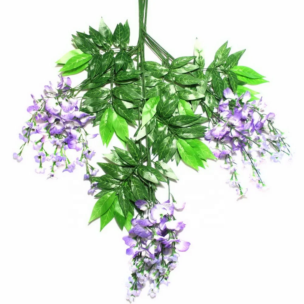 105cm Artificial Silk Wisteria Garden Hanging Flower Plant Vine for  Home Garden Wedding Arch Decoration