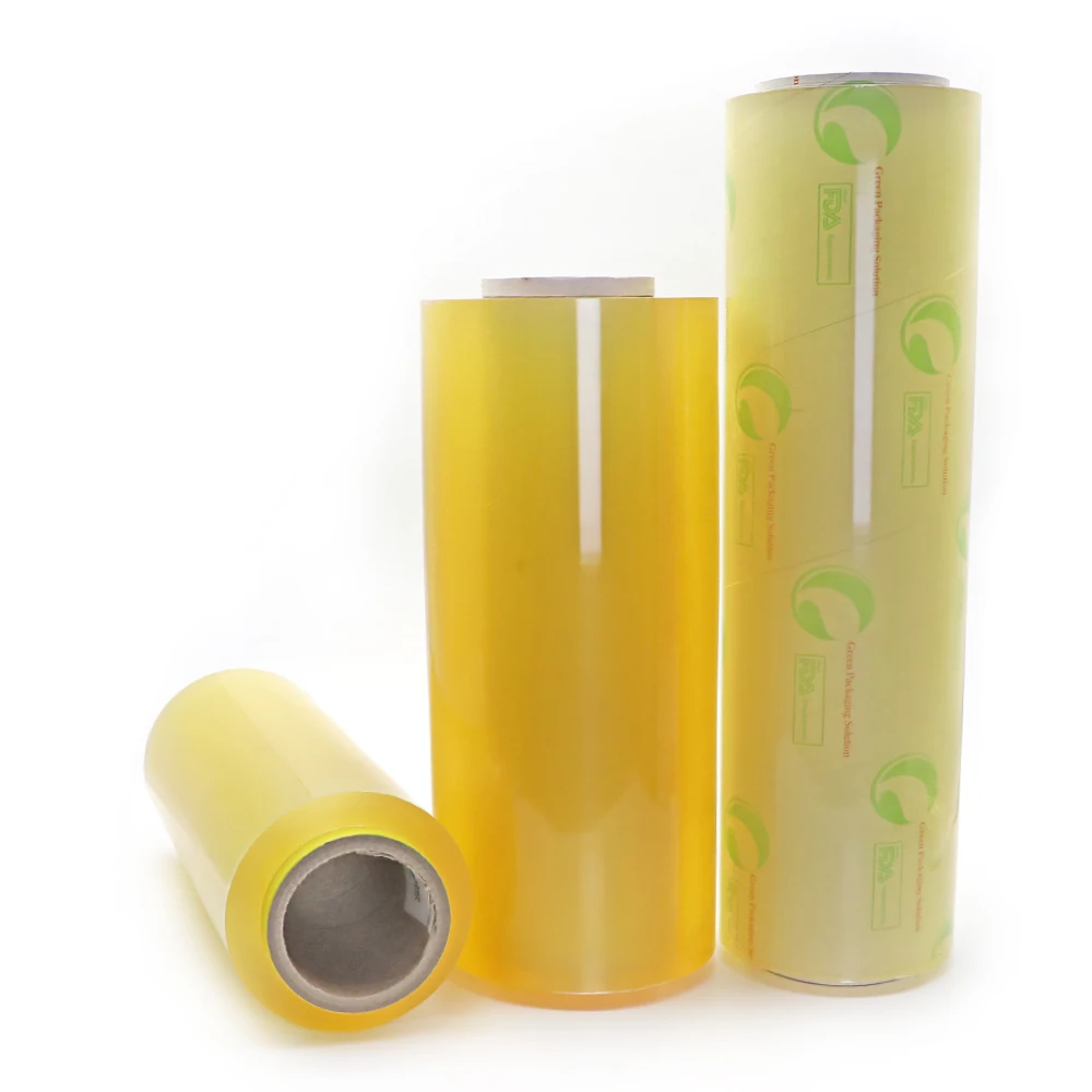 High clarity PVC green packing cling film roll for supermarket/household