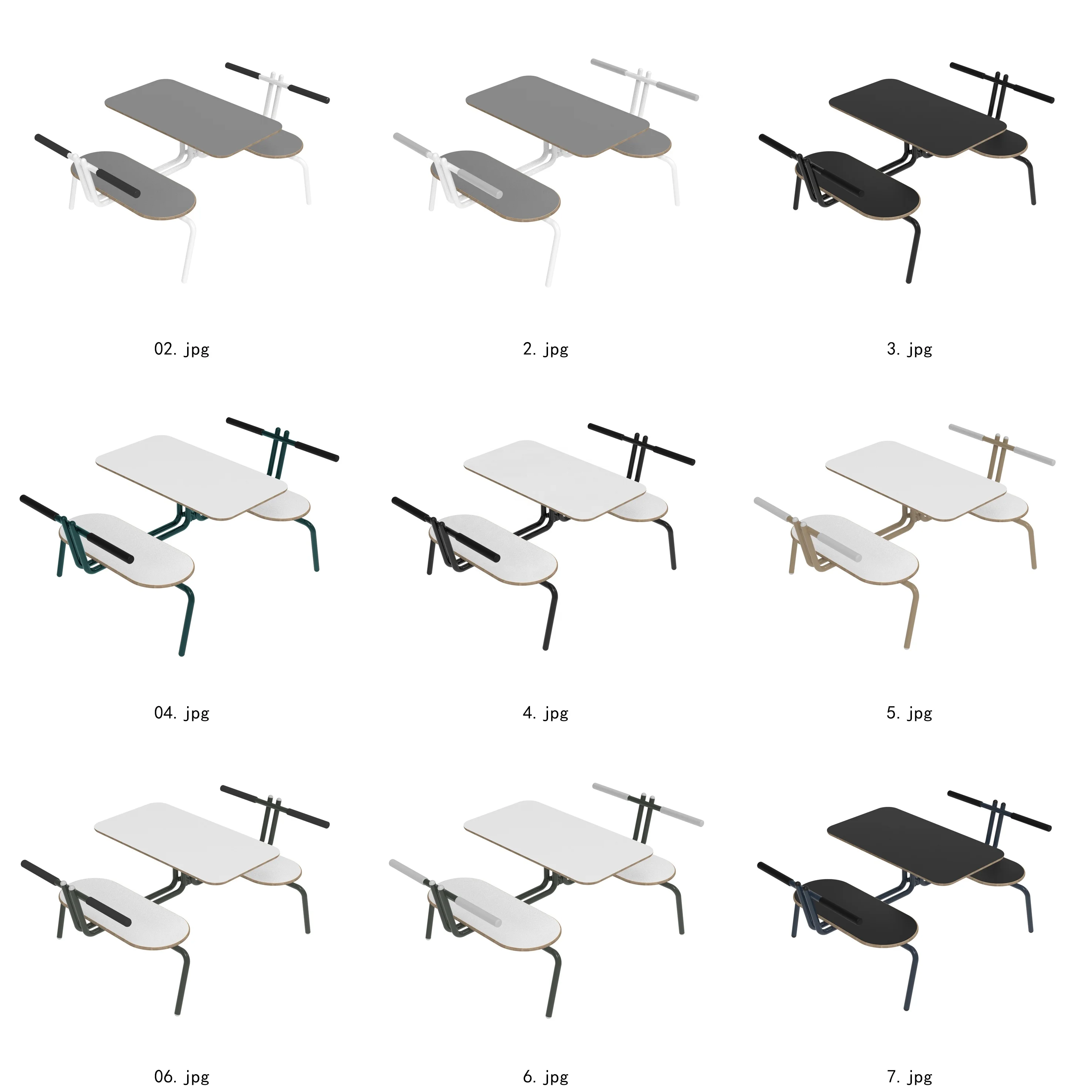 School freight sea freight custom top size color legs coffee set multi-person desk disassembly Siamese dining table and chairs