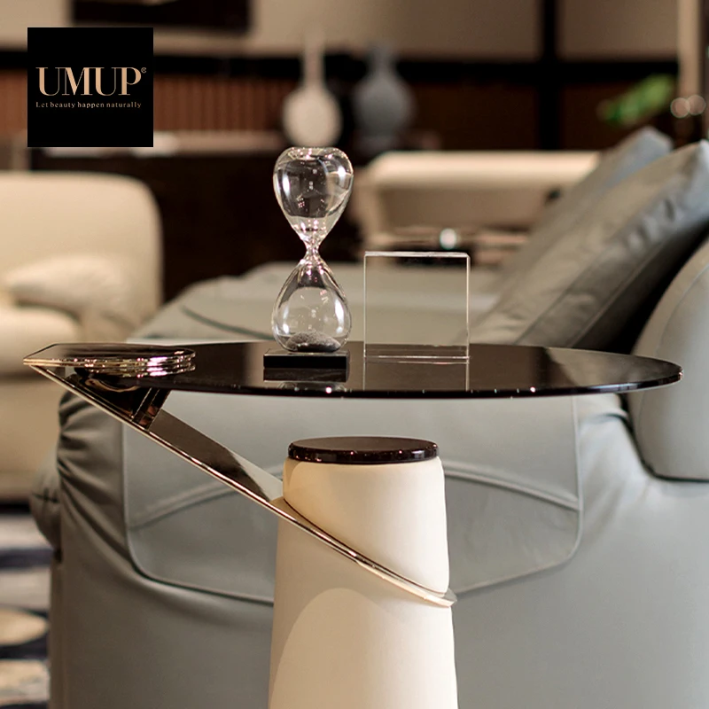 living room furniture round white luxury modern glass gold end side coffee table