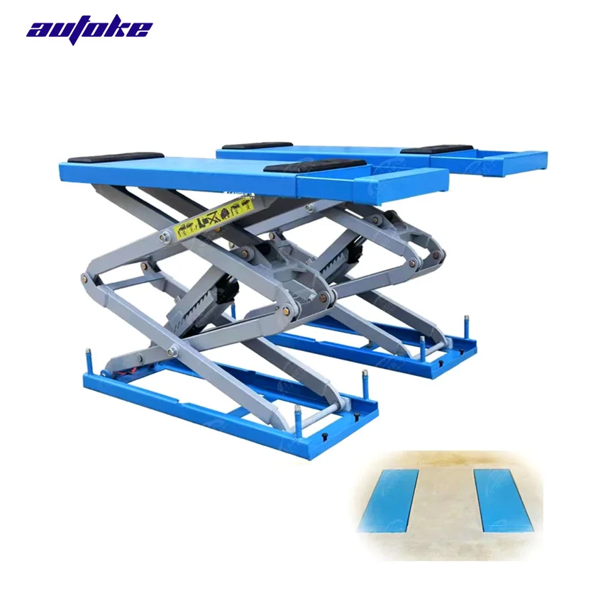 AUTOKE In-ground 4000kg Scissor Car Lifts scissor auto lift electric lock full rise hydraulic scissor car lift for car repair