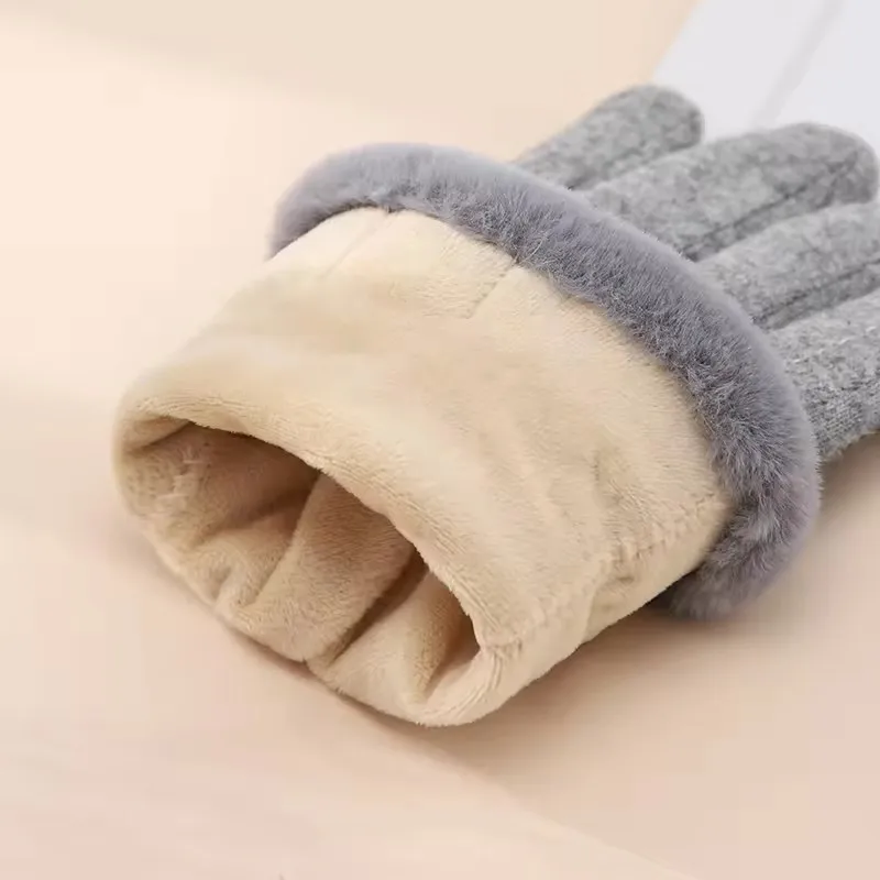 High quality thermal custom outdoor cycling fleece lining wool women winter warm gloves