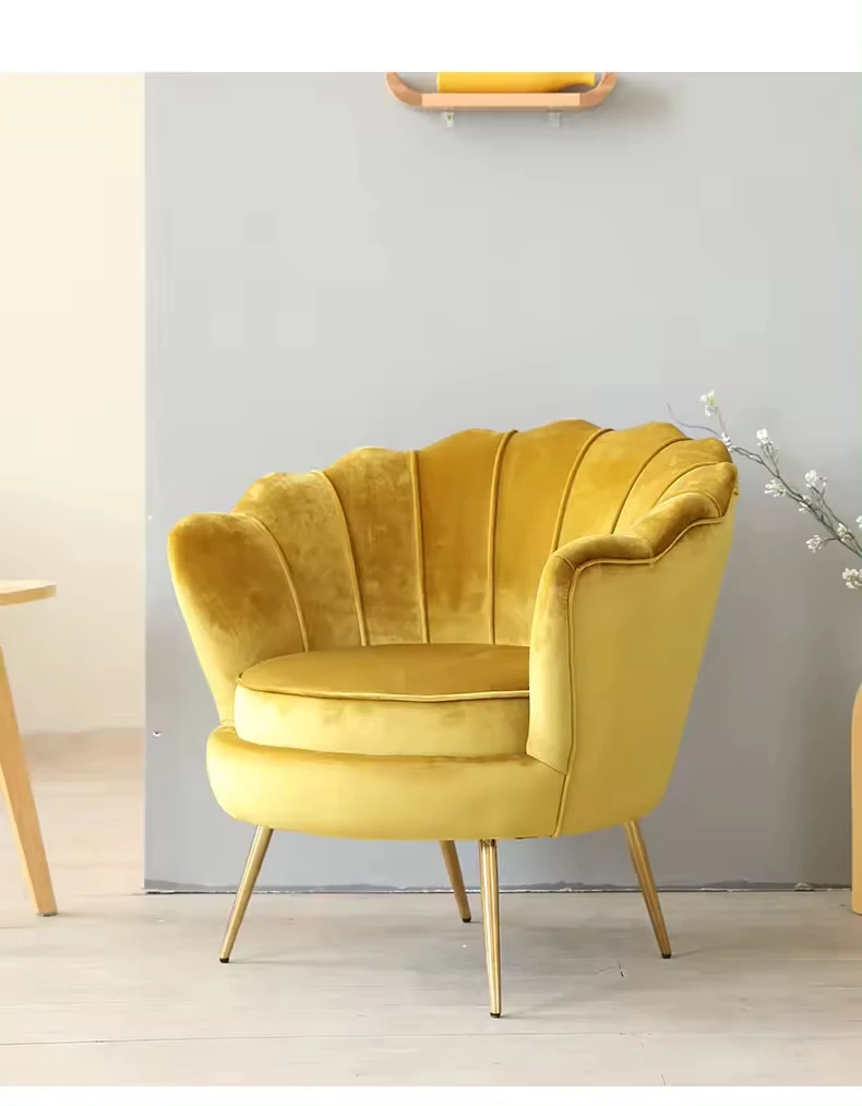 Sans Modern Gold Leg Upholstery Fabric Sofa Leisure Chair Pink Velvet Accent Chair
