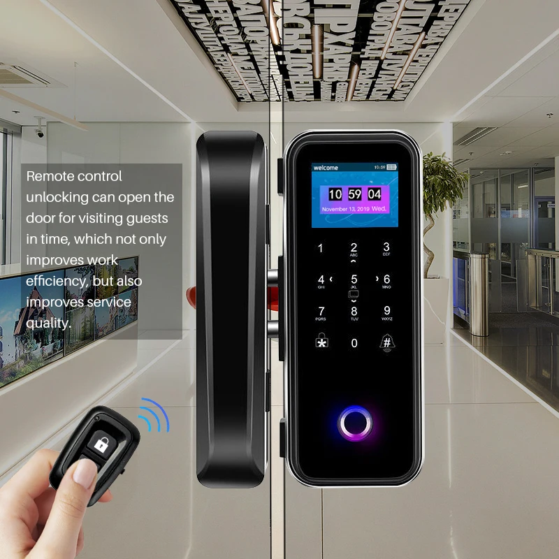Tuya WiFi App Digital Electronic biometric Fingerprint glass door lock