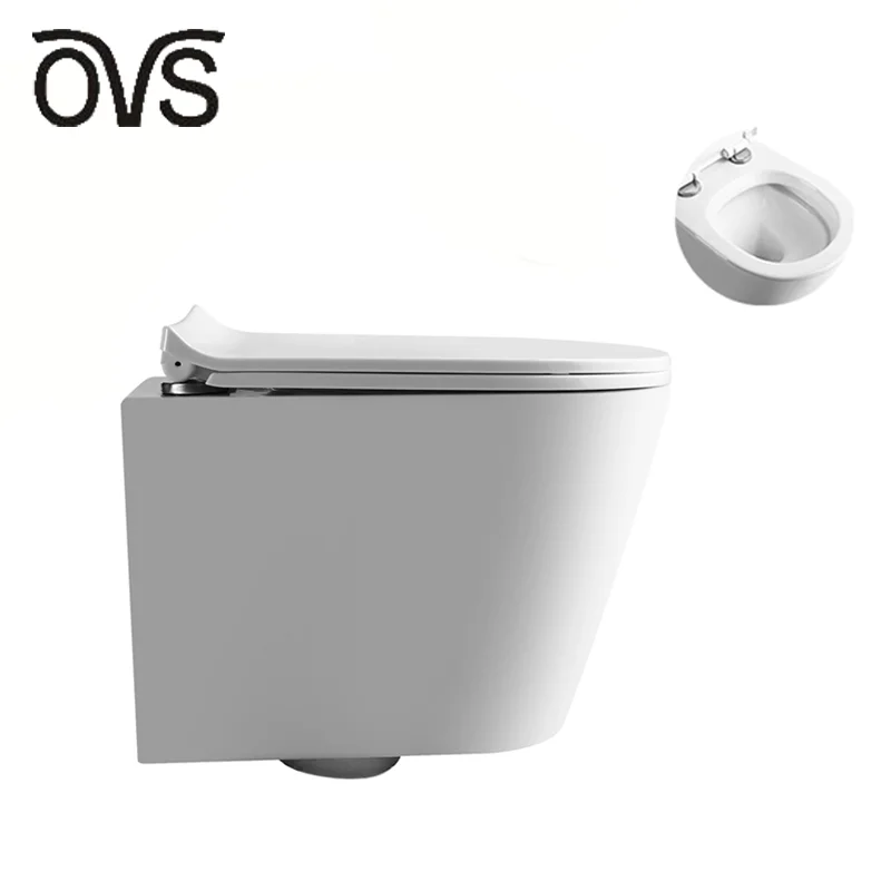 OVS Top Quality One Piece Ceramic Bathroom Beffen Wall Mount Wc Wall Hung Hanging Toilet G1127