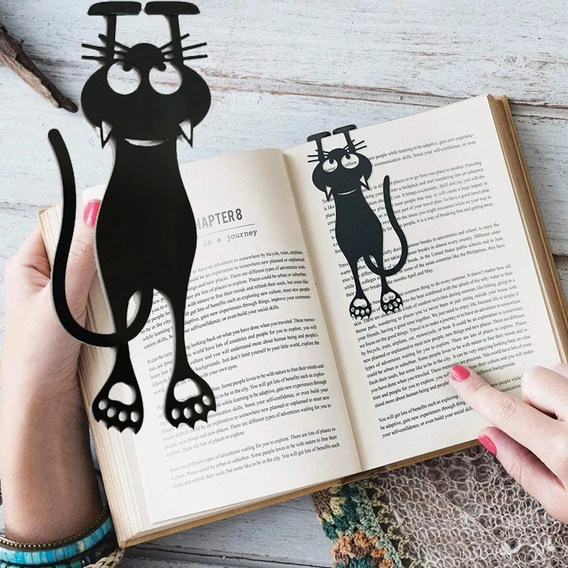 Wholesale Kawaii Black Cat Bookmarks for Books 3D Plastic Cute Animal Book Mark