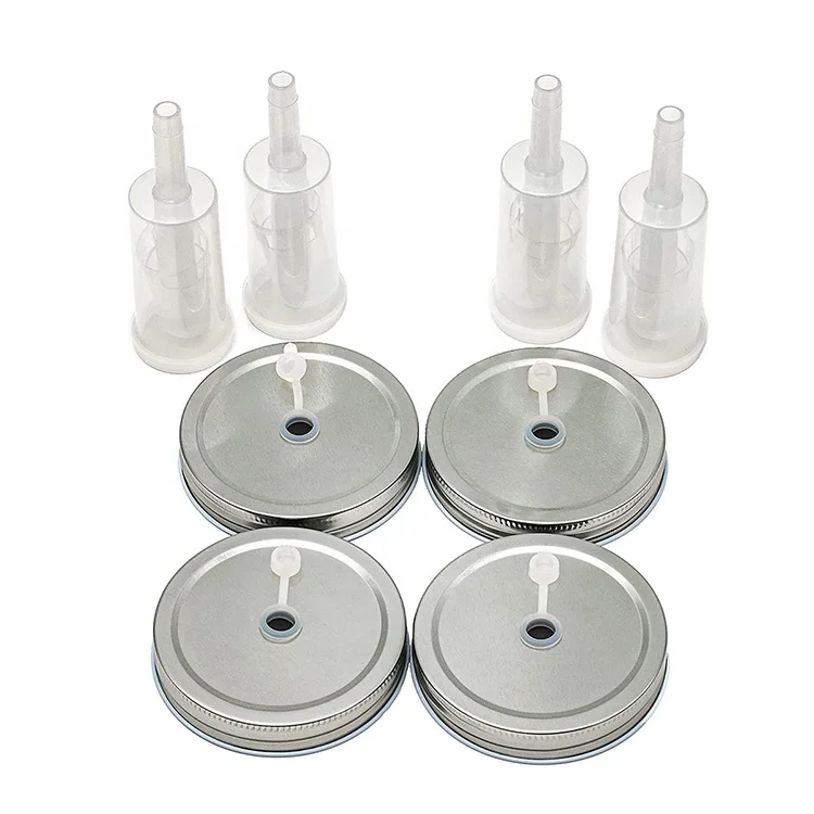 Waterless Airlock Fermentation Lids 304 Stainless Steel Mason Jar Vacuum Seal Lids