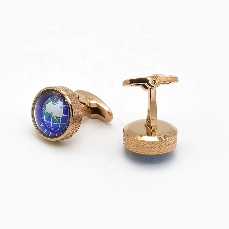 
Supplier Custom Map Cuff Button China Factory 316L Stainless Steel Gold Plated Men Cufflinks Jewellry 