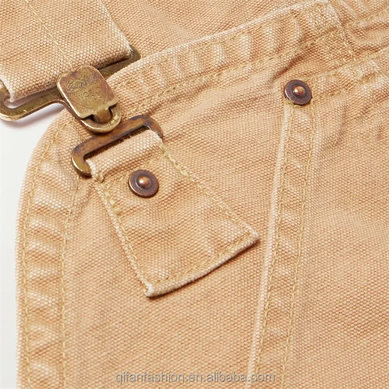 Custom vintage wash workwear cargo distressed canvas overalls for men