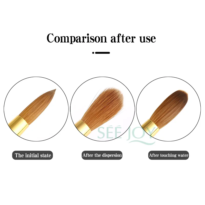 100% Pure Kolinsky Hair Acrylic Nail Brush Wood Handle Nail Brush Customized Logo Professional Painting  Acrylic Nail Brush