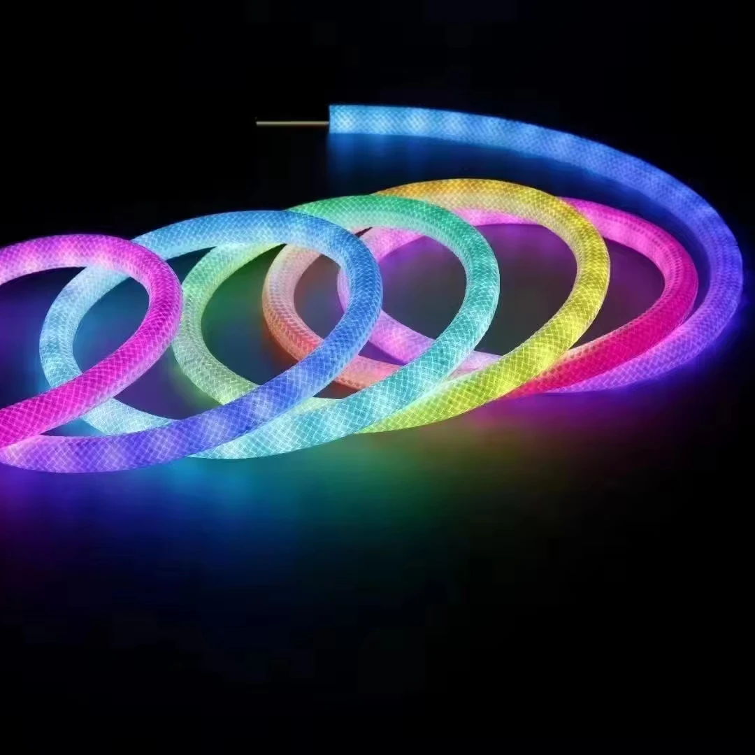 Magic 360  woven cover flexible led neon rgbic hose 5m roll 24v pixel neon soft tube landscape lightings Rope