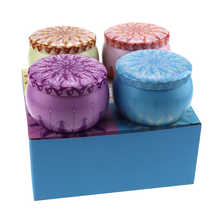 4.4OZ Scented Candles Gift set Natural Soy Wax Candle Tin Portable 4 set Travel Tin Candle