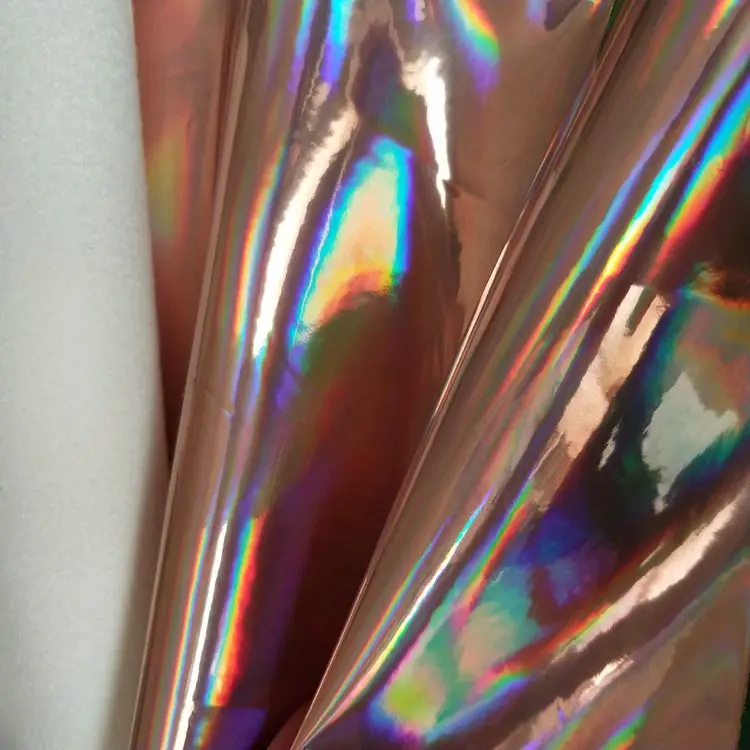 Iridescence Laser Metal Mirror Synthetic Faux Leather Holograpic Polyurethane Fabric for Costume