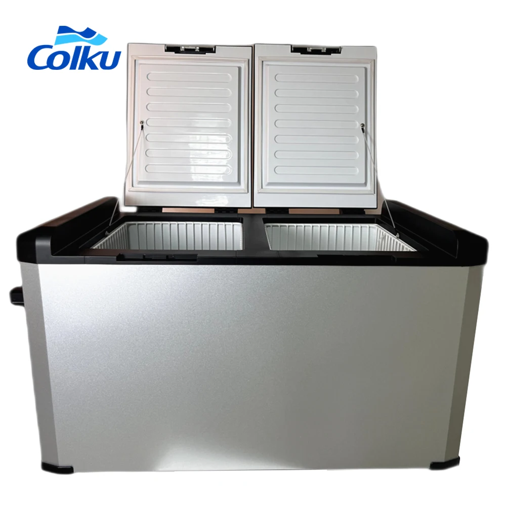 hot sale double door car fridges and deep freezers with digital display and high quality compressor 60L dual zone