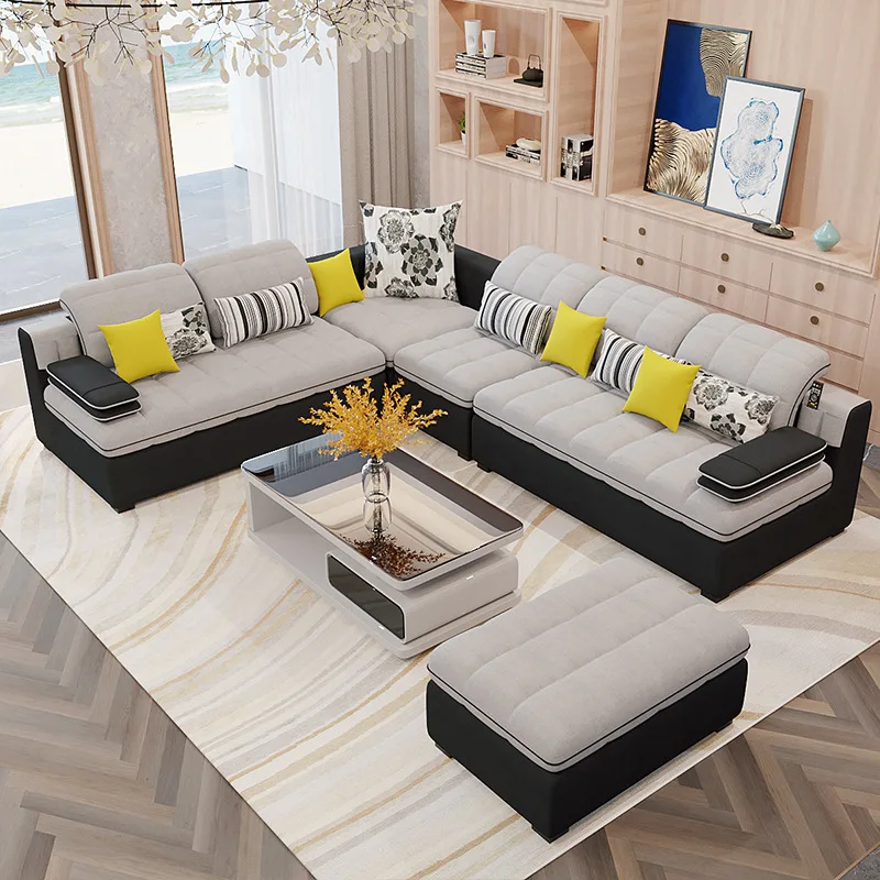 Modern Simple Fabric living room sofa  set  Large and Small Unit Type Technology Combination Whole furniture sofa