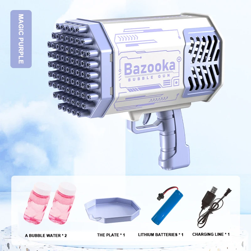 2022 New Yellow Summer Outdoor hot sale Rocket bazooka bubble gun 69 Holes Super Multi-Bubble Automatic bubble guns toys for kid